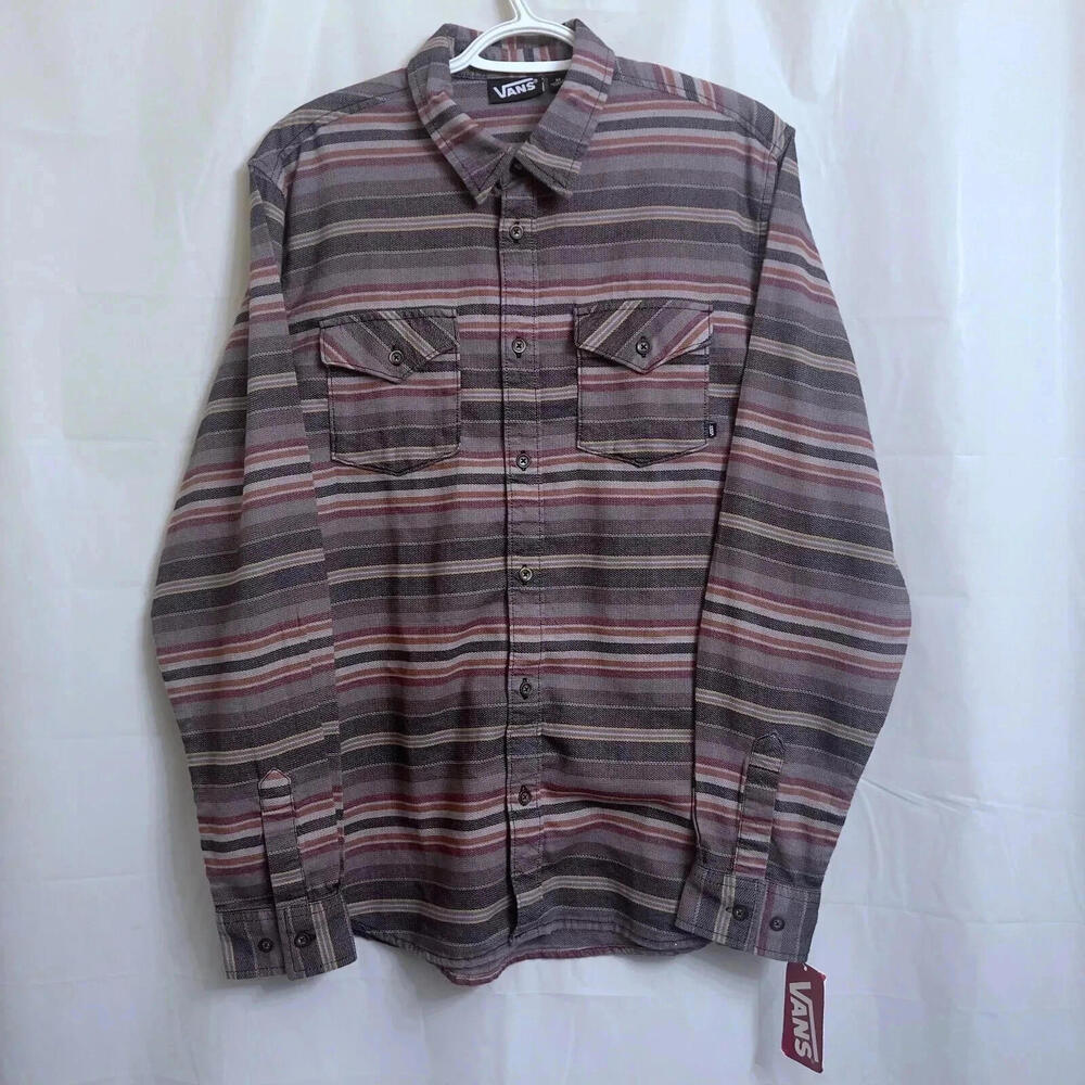 NWT Vans Illmatic Woven Button Up Shirt Men's Medium M Multicolor Striped